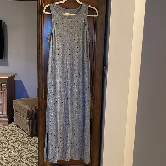 Current/ Elliott Grey Cotton Perfect Muscle Tee Heart Print Dress worn once - Picture 1 of 8